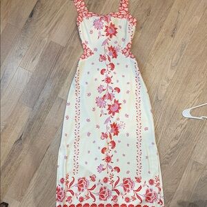 Chelsea & Violet Red and Pink Floral Midi Dress